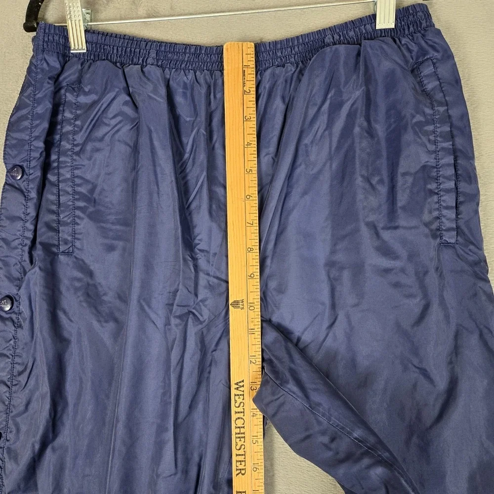 Adidas Tear Away Track Pants Mens Medium Navy Blue Snap Button Lined‎ Logo
